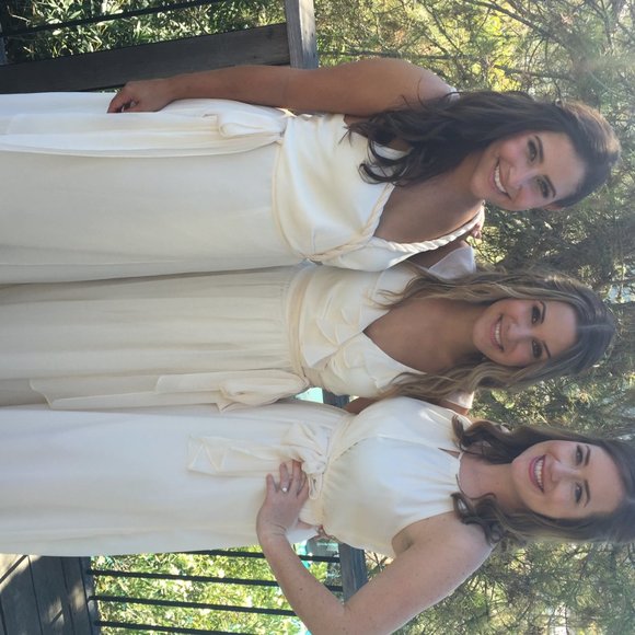 Joanna August Lacey Long Bridesmaid Dress, Off-white, Size S - Picture 3 of 5